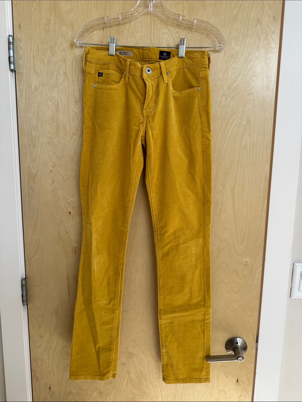 AG Adriano Goldschmied Women’s The Stevie Corduroy Pants in Mustard Yellow